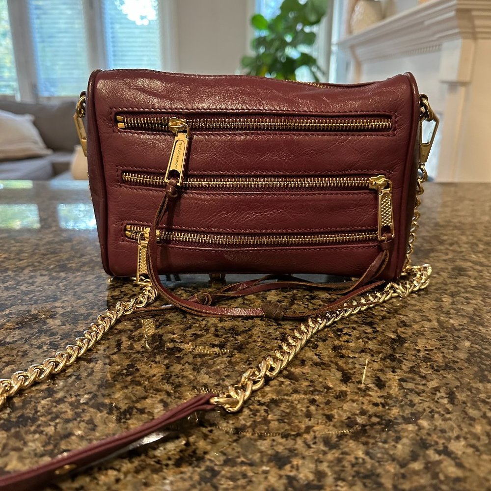 Rebecca Minkoff Burgundy Crossbody Bag with Gold Accents